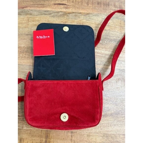 Womens Vintage By Paloma Picasso x Red Suede Shoulder Bag Lopez Cambil Purse - Picture 10 of 16